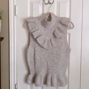 NWT ZARA RUFFLED KNIT SWEATER VEST SIZE M